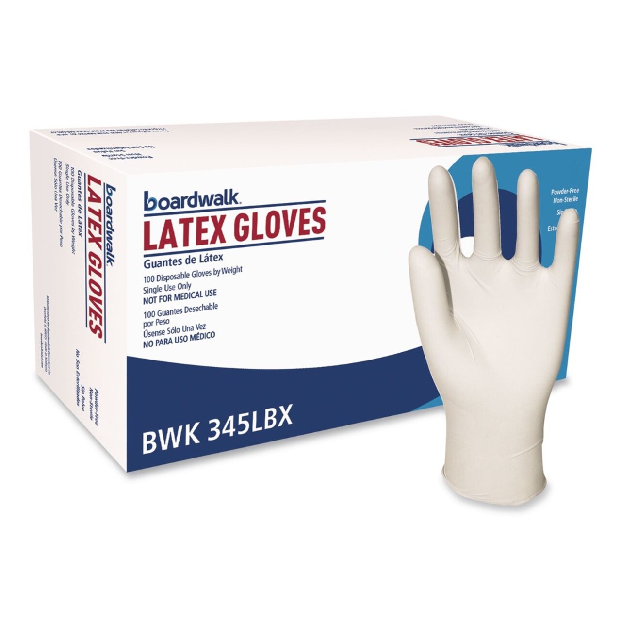 Boardwalk 4.4 mil 12 in. Long Powder-Free General-Purpose Latex Gloves - Large, Natural (100/Box)